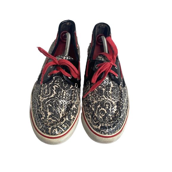 Sperry Top-Sider Women's Shoes Size 9M - Black/Red/White Damask,Model D-13-CH24= - Picture 1 of 16